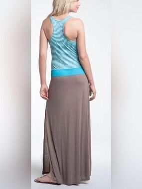 Stem Stripes & Solids maxi dress features a striped bodice and a floor-grazing s
